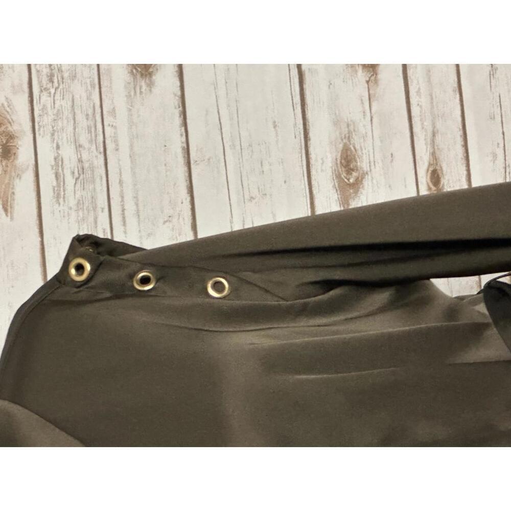 Zara olive green satin grommet detail belted Ring Trim maxi shirtdress Size M - Picture 4 of 13